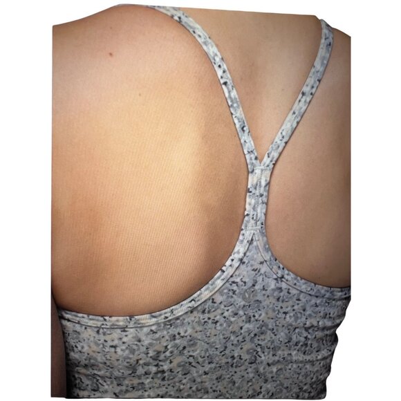 Lululemon Power Y Tank Top Gray Speckled Shelf Bra 6 Stretch Moisture Wicking - Picture 3 of 8